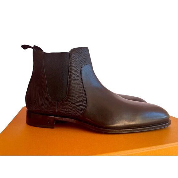 LOUIS VUITTON Wall Street Chelsea Epi Leather Black Boots Shoe Mens UK 11 US 12 - Picture 10 of 16